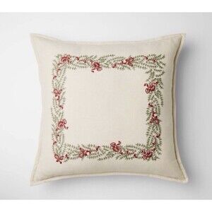 Threshold Studio McGee Green Embroidered Bows Pillow 24x24 NEW